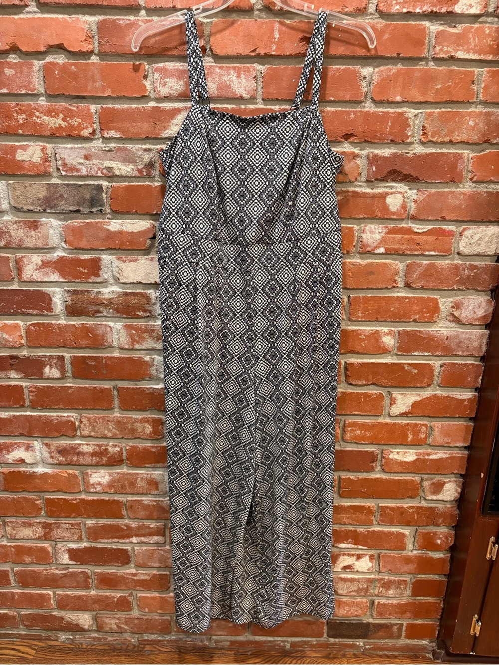 Torrid Geometric Ikat Wide Leg Jumpsuit Size 1 1X Black White Spaghetti Strap